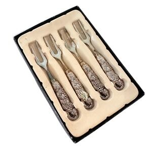 Silver Cocktail Hors D'oeuvres Forks Party‎ Charcuterie Grape Handle NEW IN BOX